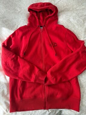 Champion Zip-Up Hoodie, Size Medium, Red